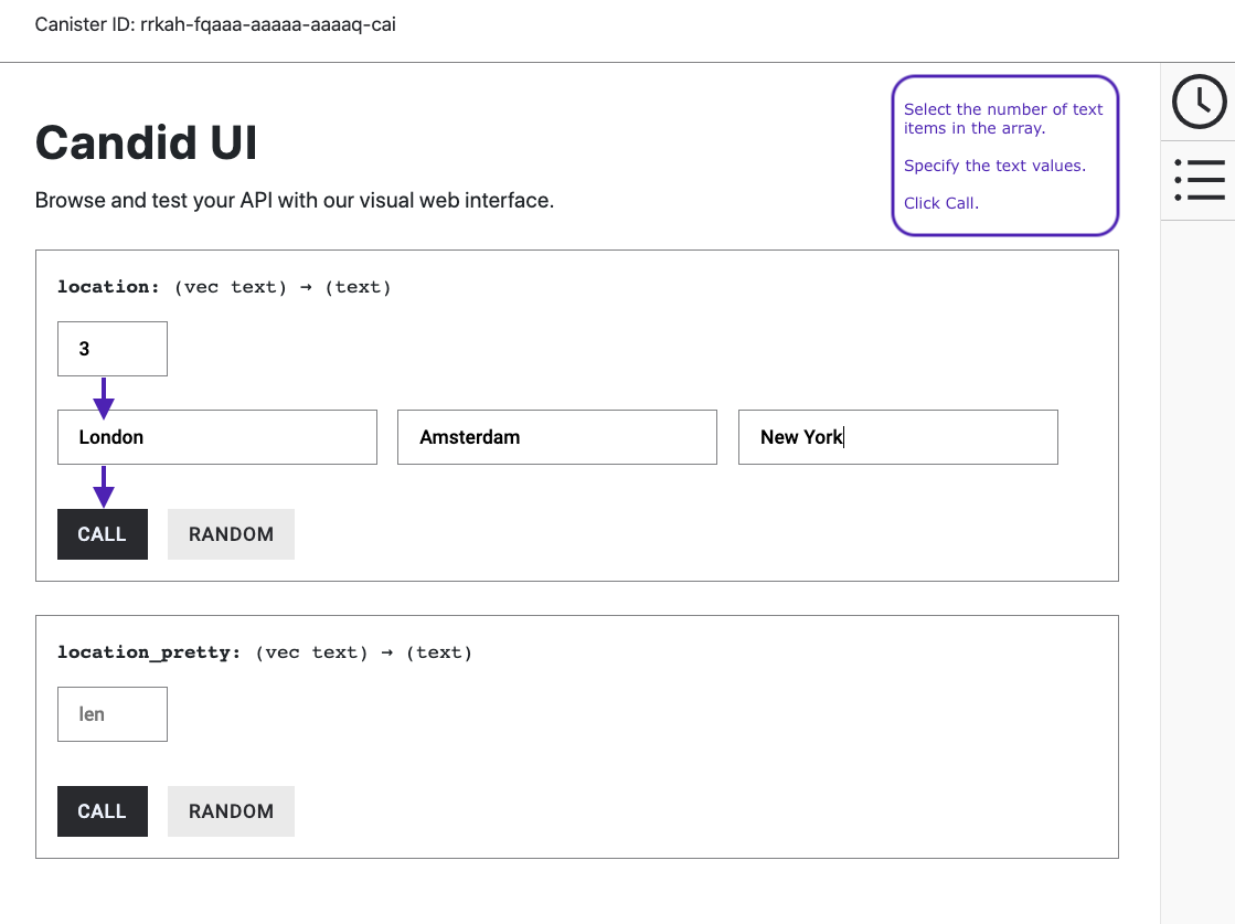 Specifying an array